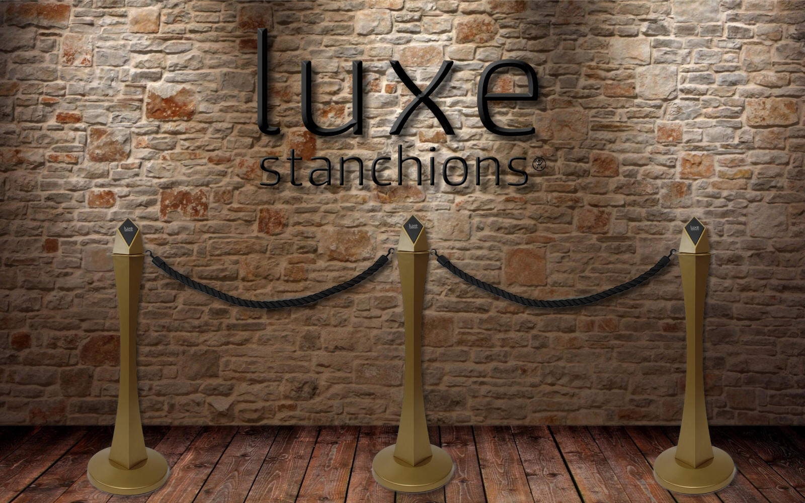 Luxe VIP Gold Brass Rope Post Stanchions
