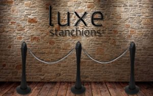 luxe shimmering silver chrome stanchion barrier rope