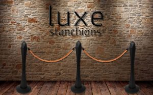 luxe shiny copper stanchion barrier rope
