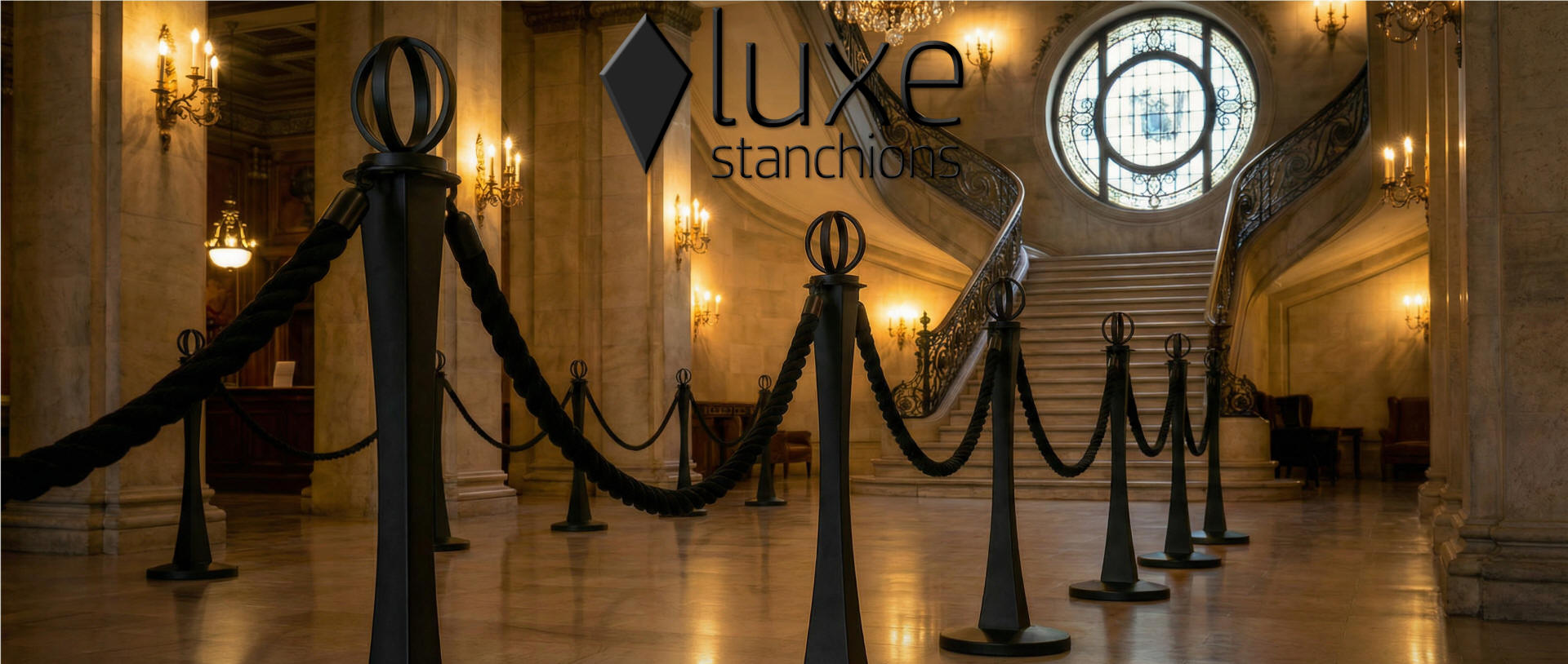 Luxe Luxurious Black Stanchions Luxe Black Orbita Luxury Stanchions