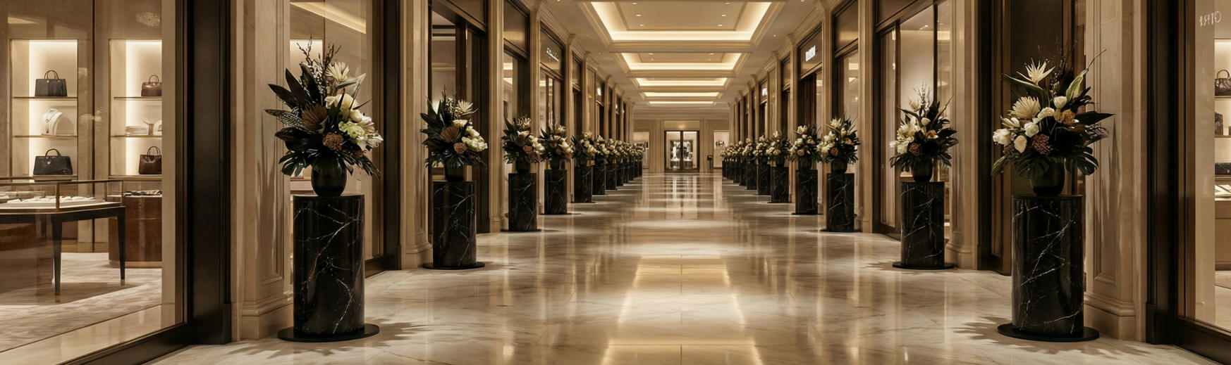 Satin black marble accent pedestals for upscale and luxury interiors