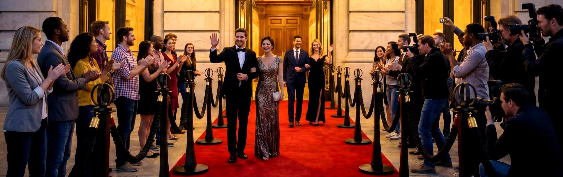 Premium matte black red carpet stanchions for luxury event entrances